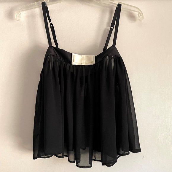 Victoria's Secret Black Babydoll with White Bow - Picture 2 of 4